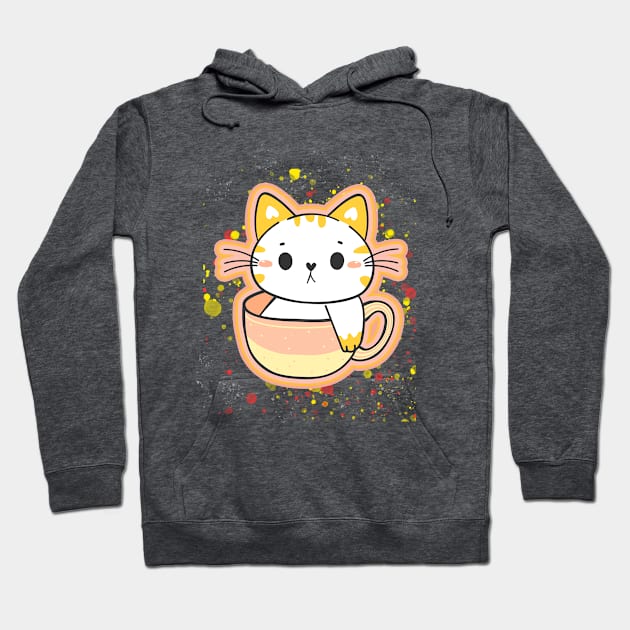 Adorable cat sitting in a coffee cup Hoodie by CreativeXpro